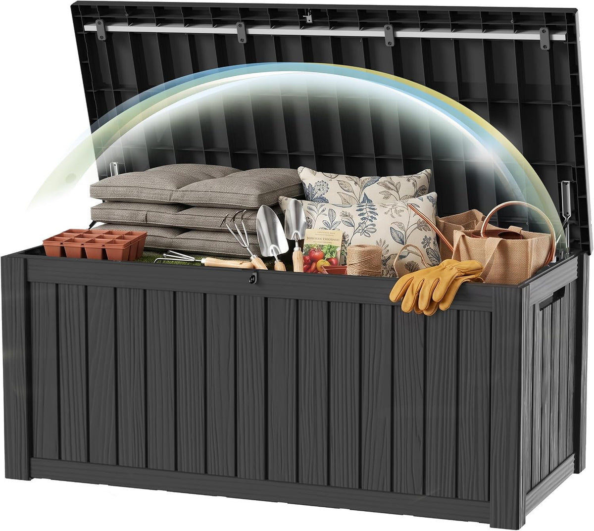 200gal lockable waterproof deck box, sturdy bench for, main product view
