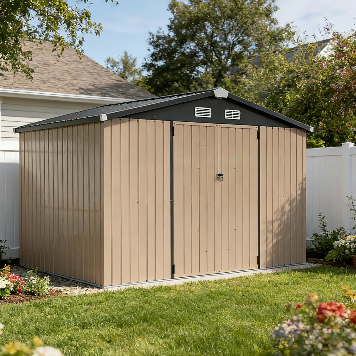 aoxun 10 x 8ft outdoor storage shed with, main product view