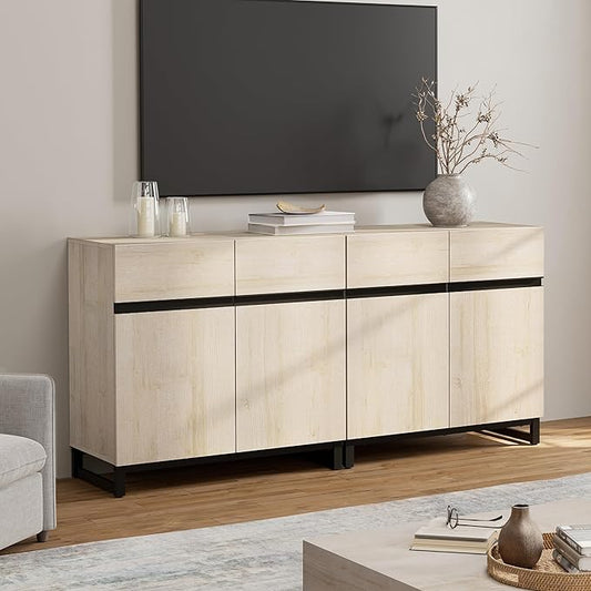 Wampat Modern TV Stand for 70 inch TVs, 2 in 1 Entertainment Center Console by WAMPAT