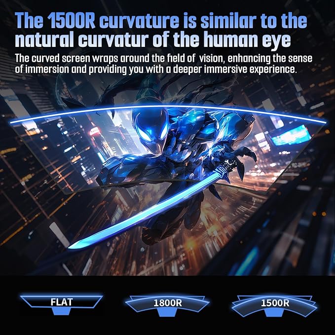 SANSUI 24 Inch Curved 160Hz Gaming Monitor, 1500R Curved Gaming Monitor FHD - Image 7