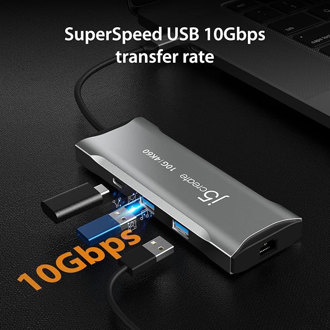 j5create Laptop Docking Station, 4K60Hz HDMI, USB-C 10Gbps, 2 USB-A 10Gbps - Image 5
