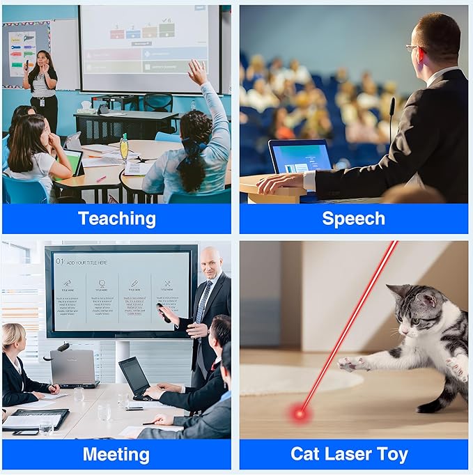 Wireless Presenter USB C Presentation Clicker Remote w Laser Pointer, Long - Image 7