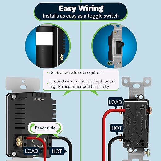 TOPGREENER PIR Motion Sensor Light Switch, Occupancy & Vacancy Motion Sensor - Image 3