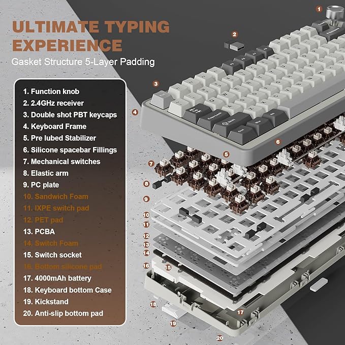 YUNZII B75 PRO Wireless Mechanical Keyboard, 75% Layout - Image 4