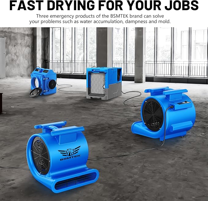 BSMTEK Air Mover Blower Fan, Industrial 1.5HP MAX10000CFM Monster Floor Blower - Image 7