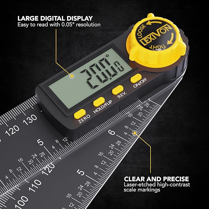 LEXIVON Aluminum Digital Angle Finder Gauge, 7-inch/180mm Multi-Purpose - Image 2