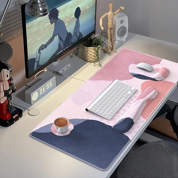iCasso Desk Mat, Gaming Mouse Pad Wrist Support Set, XXL Large Mousepad + - Image 7