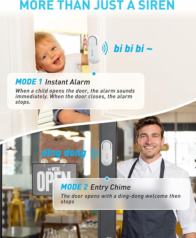 Sanjie Pool Door Alarms for Kids Safety/Home Security/Dementia, Wireless Door - Image 3