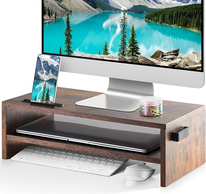 Marbrasse 16.5 Inch Monitor Stand, 2 Tier Computer Monitor Riser by Marbrasse