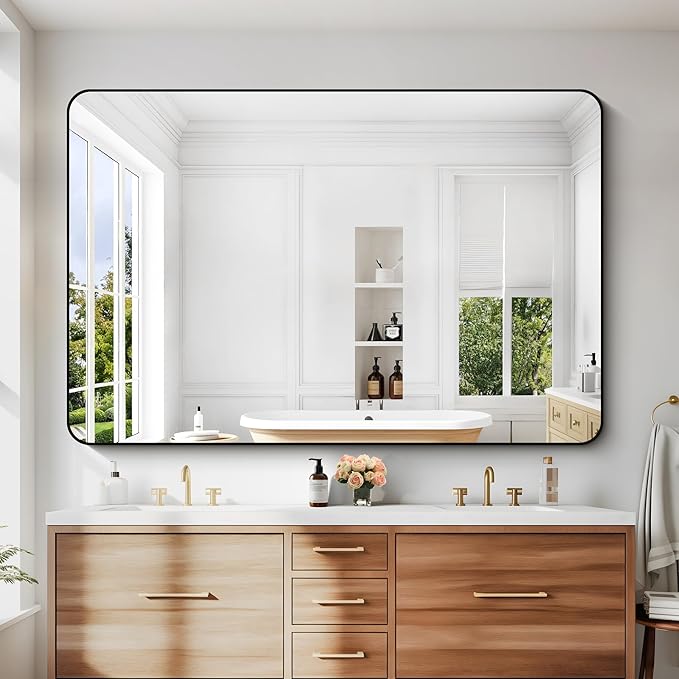 60" x 40"Bathroom Mirror, Matte Black Wall Mirror - Image 4