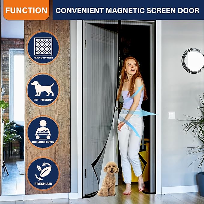 Magnetic Screen Door, Fit Door Size 35 x 80 Inches, Screen Doors - Image 2