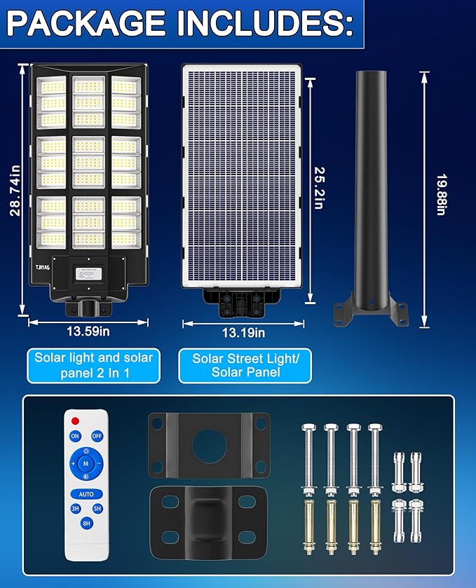 JAYNLT Y-7200W Solar Street Lights Outdoor, 680000LM 6500K High Lumen Parking - Image 6