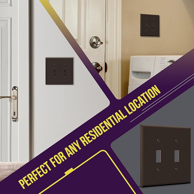 ENERLITES Toggle Light Switch Wall Plate, Gloss Finish, Midway Size 2-Gang - Image 4