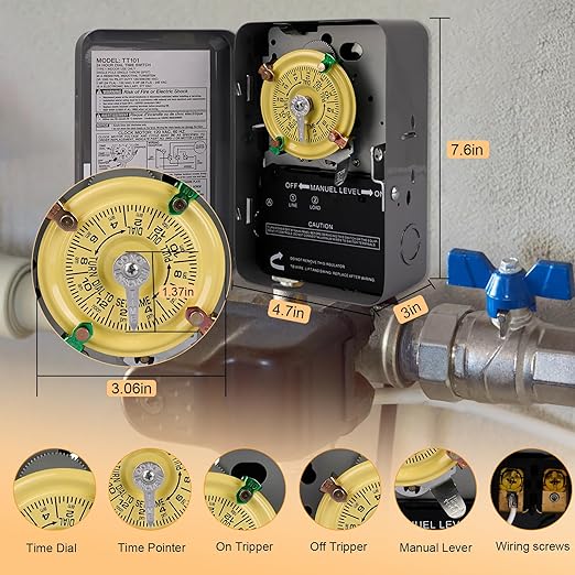 careNEW T101 Mechanical Timer Switch - 120V 2HP 40A SPST Electromechanical - Image 4