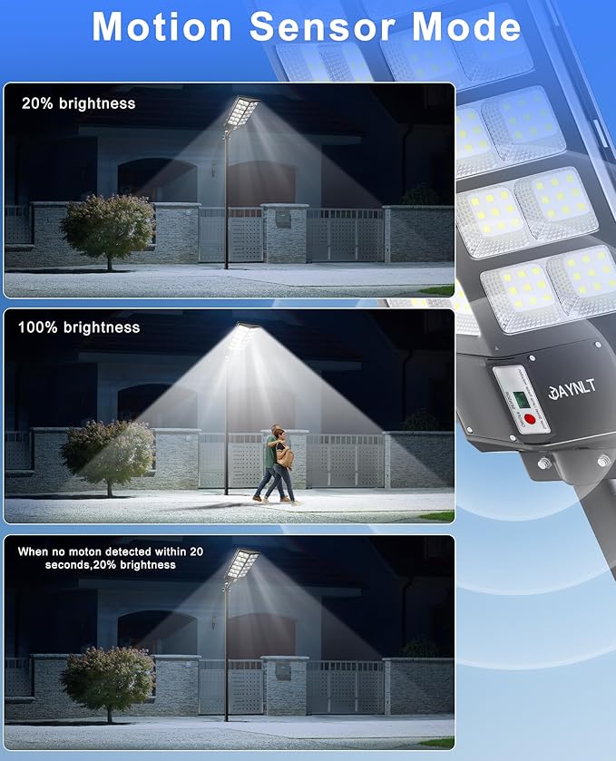 JAYNLT Y-9800W Solar Street Lights Outdoor, 6500K Commercial Parking Lot Lights - Image 2