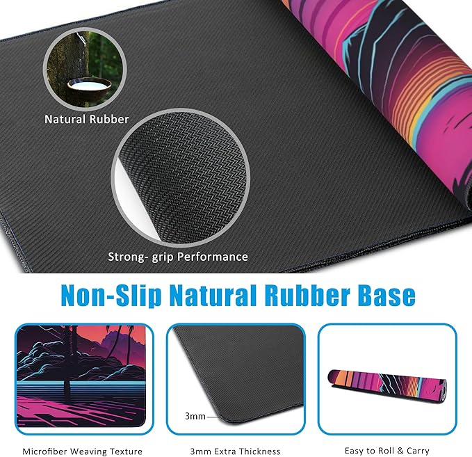EOBKLAX Mouse Pad, Retro Sunset Desk Mat - Image 5