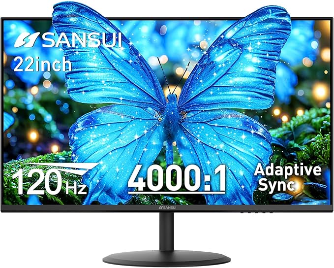 SANSUI 22 Inch 120Hz Monitor, FHD Computer Monitor 4000:1 Contrast Ratio by SANSUI