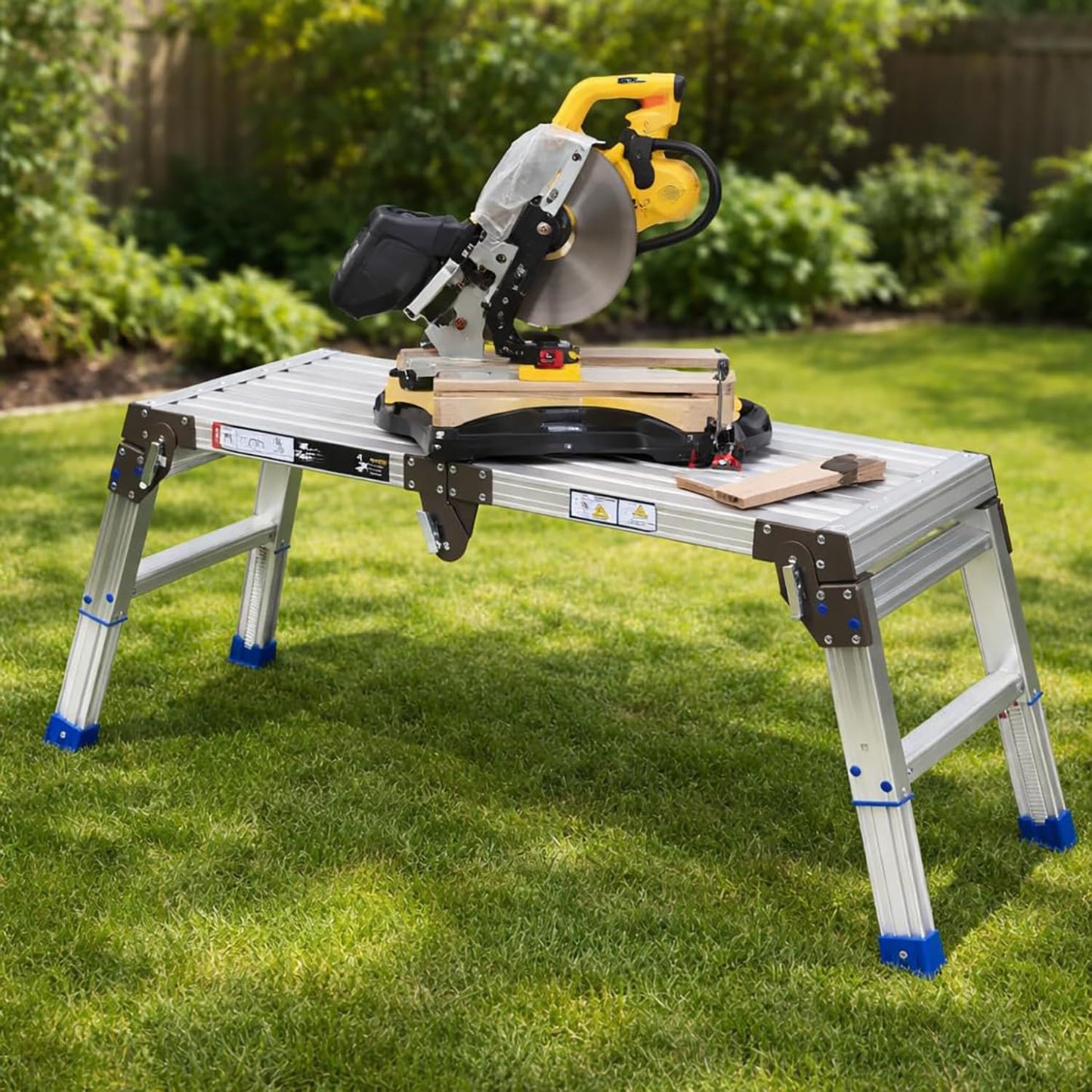 14-20” 26-Level Adjustable Aluminum Work Platform Bench Step Stool Ladder | 6/25” Increase, 800lbs Loading Capacity, Non-Slip Surface, Portable, Foldable, For Uneven Ground Car Washing Home Painting