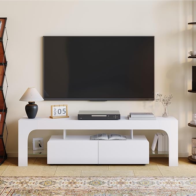 IDEALHOUSE LED TV Stand for 55 to 75 Inch TV, Modern TV Console Table by IDEALHOUSE