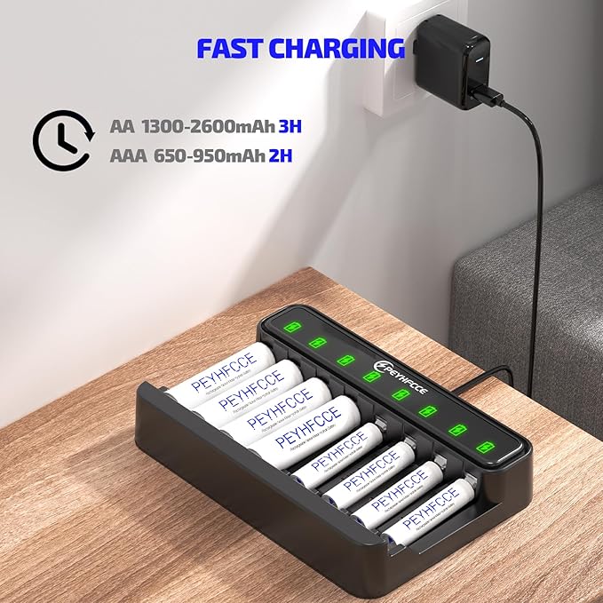 PEYHFCCE AA AAA 8 Bay Battery Charger - Image 4