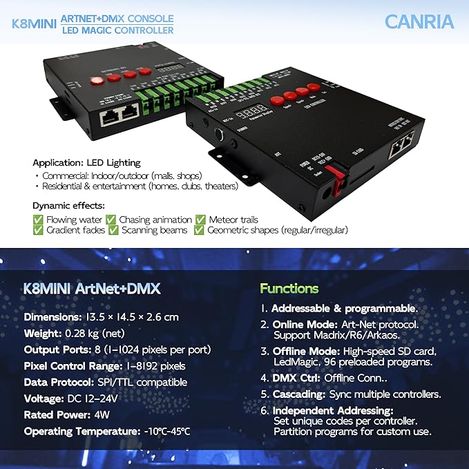 CANRIA K8MINI ARTNET+DMX Console LED Pixel Controller, - Image 3