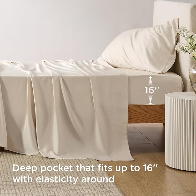 Bedsure Cooling Sheets Twin XL, Rayon Derived from Bamboo, Breathable & Soft - Image 3