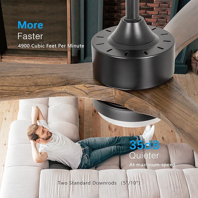 revoici 52" Ceiling Fans with Lights and Remote Control, Indoor Outdoor Ceiling - Image 6