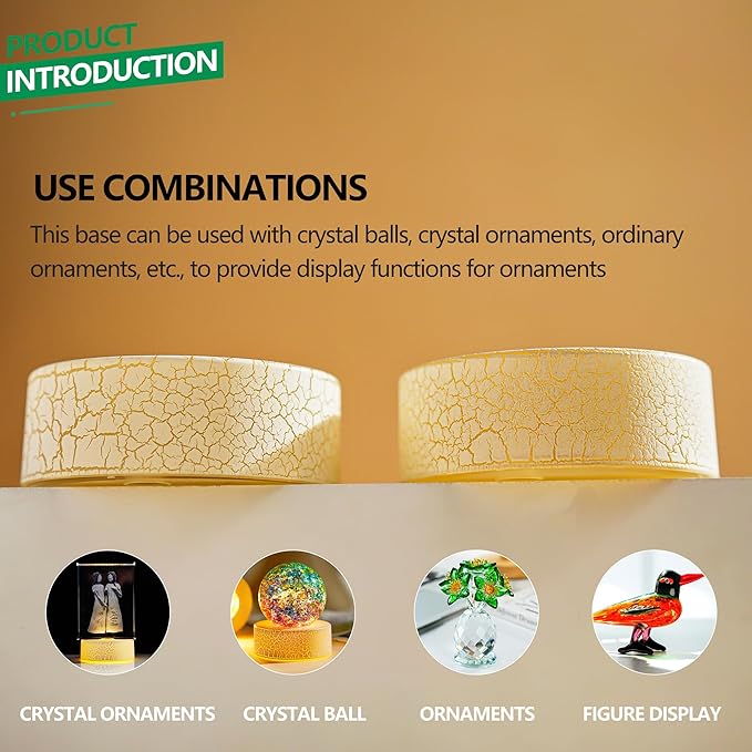 ZEERSHEE 2Pcs Crackle Glaze LED Display Stand - Image 5