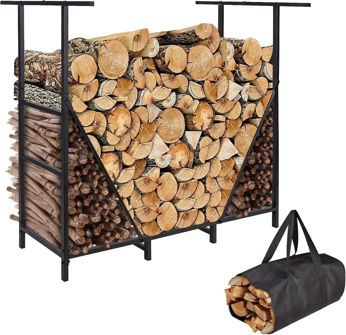 honest outfitters 4ft firewood rack outdoor, adjustable heavy, main product view