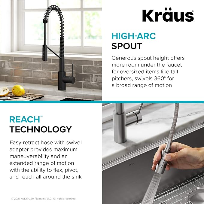 KRAUS Oletto Commercial Style Single Handle Pull Down Kitchen Faucet - Image 8