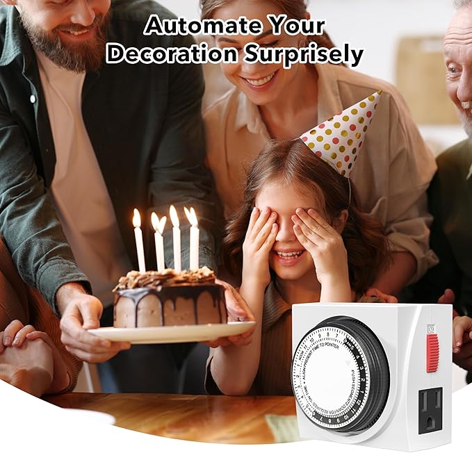 BN-LINK Heavy Duty Mechanical 24 Hour Timer Dual Outlet 3-Prong Accurate Indoor - Image 9