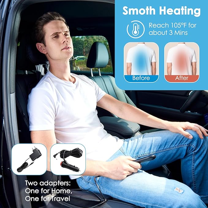 Shiatsu Massage Cushion with Heat, Kneading Massager with Vibration, Seat - Image 3