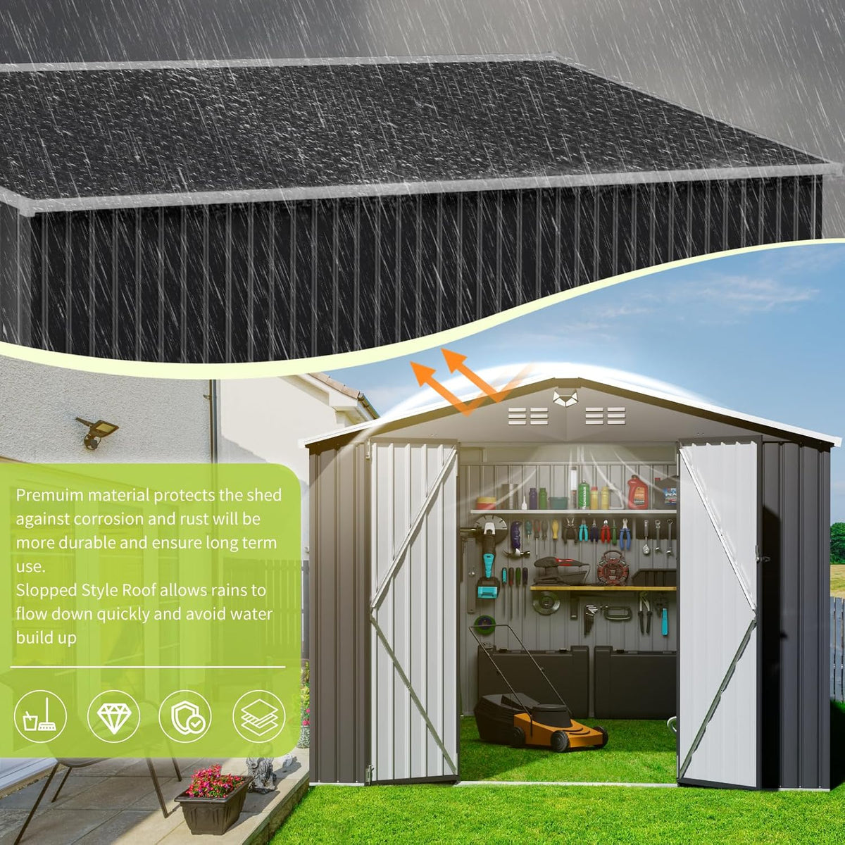 metal storage shed,outdoor storage building 10x14,large backyard sheds showing dimensions