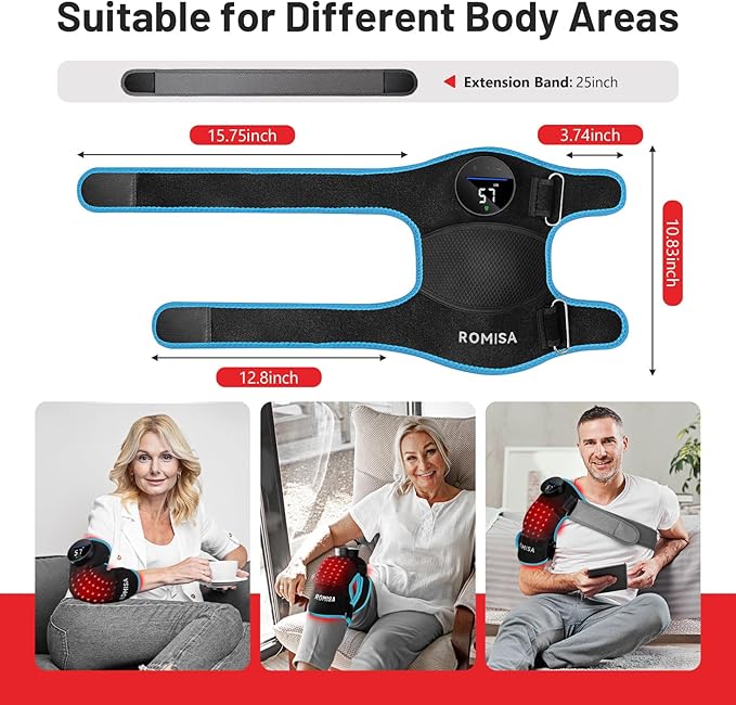 ROMISA Red Light Therapy Knee Brace & Vibration Knee Massage, 660nm & 850nm - Image 4