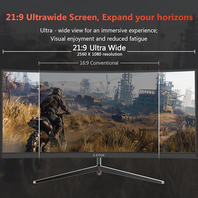 Z-Edge 30" Curved Gaming Monitor, WFHD1080P 200Hz 165Hz Monitor, MPRT 1ms - Image 2