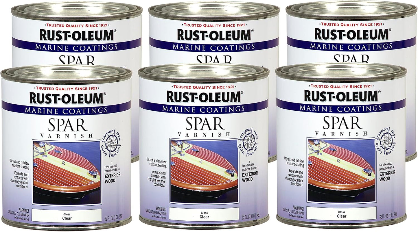 Rust-Oleum 207008-6PK Marine Spar Varnish, Clear