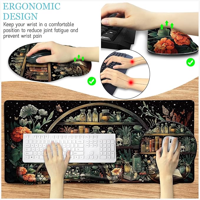 LIMKRIAN Goth Skull Mouse Pad Set Large Desk Mat - Image 3