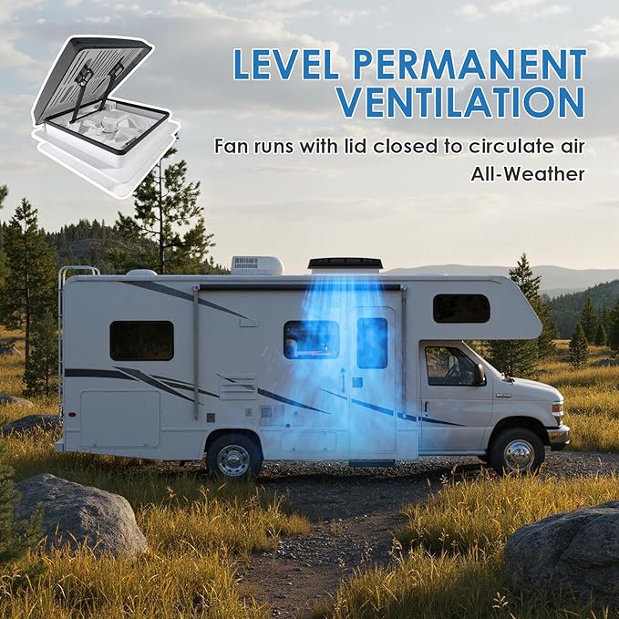 2012 Air Max 14" Vent RV Roof Vent Reversible Exhuast Fan, Ultra Low Sound RV - Image 6
