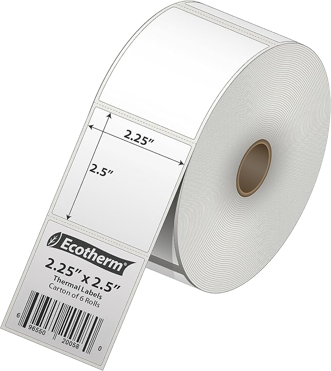 2.25" x 2.5" Thermal Labels | 6 Rolls | 6000 Labels | fits Zebra, Offnova - Image 2