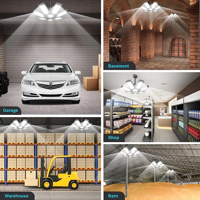CHENGCHILIT LED Garage Light 2 Pack - 200W 20000LM 6500K LED Garage Ceiling - Image 7