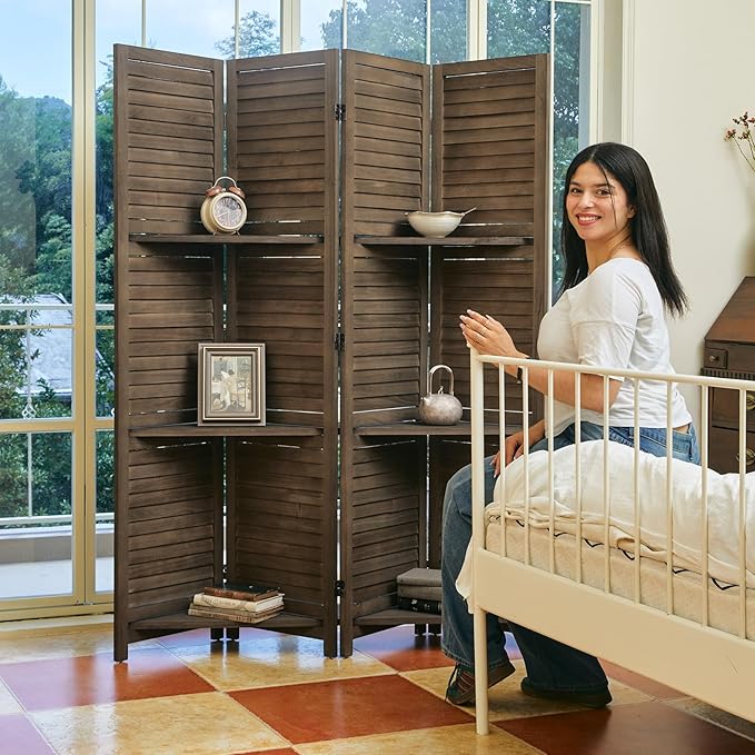 Partition Room Dividers, 67 * 51inch Folding Wood Privacy Screen - Image 5