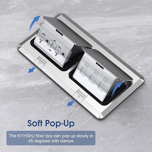 KYHSHJ Dual Pop-Up Floor Electrical Outlet Box Kit，20 Amp Stainless Steel GFCI - Image 3