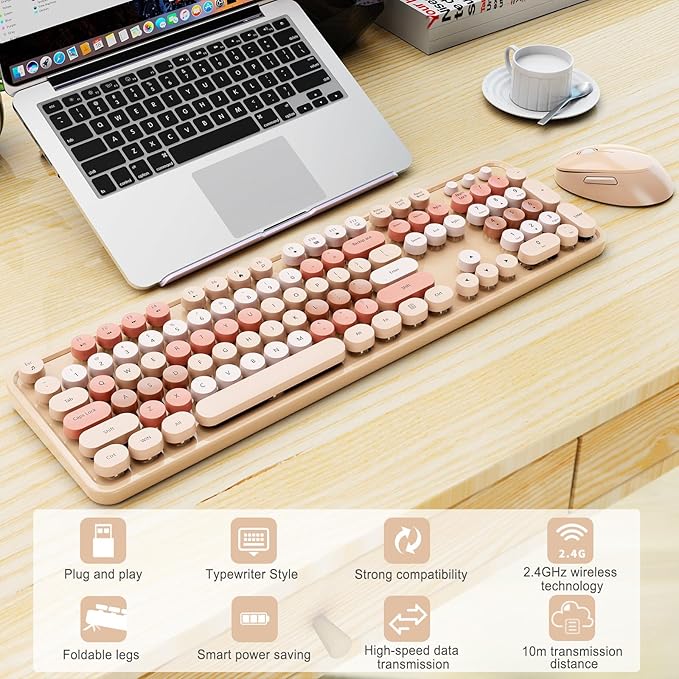 Wireless Keyboard and Mouse, Full-Size Typewriter Keyboard - Image 2
