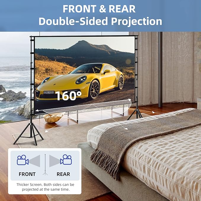 TOWOND Projector Screen and Stand, 120 inch Outdoor Projection Screen, Portable - Image 5