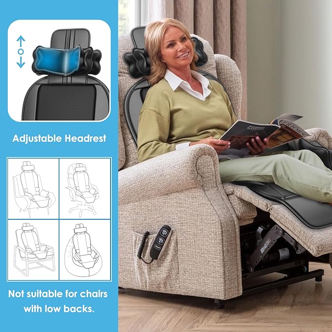 Shiatsu Massage Cushion with Heat, Kneading Massager with Vibration, Seat - Image 4