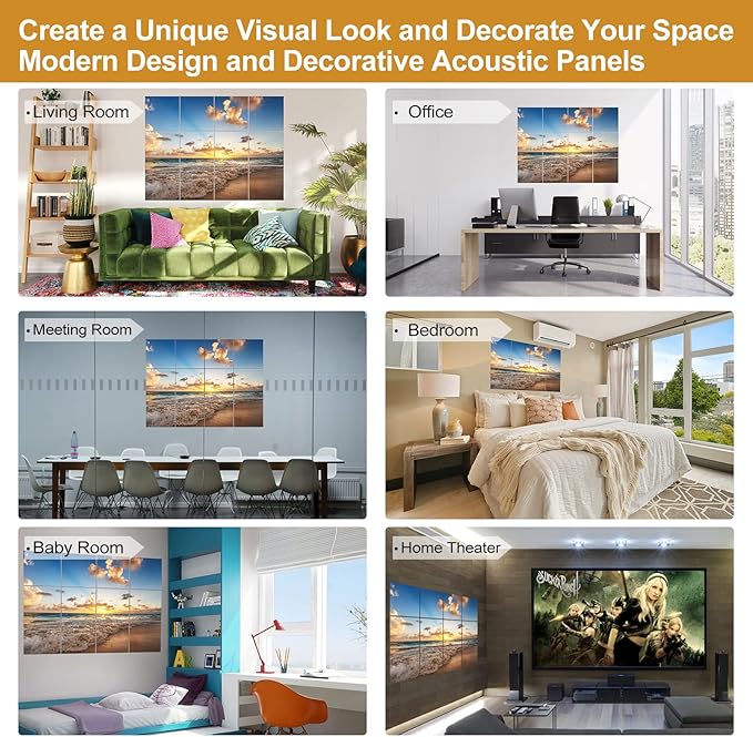Dmsky Art Acoustic Panels, 48“x36”Acoustical Wall Panel, Decorative Sound - Image 4