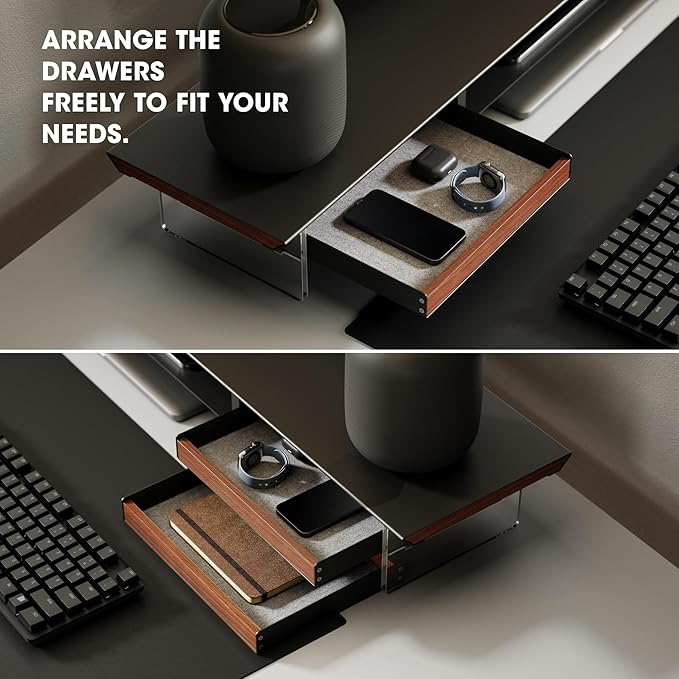 Fenge Dual Monitor Stand with Drawer, 42.5 Inch Large Monitor Riser with - Image 4