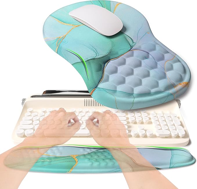 KUOSGM 2-in-1 Ergonomic Set, Wave Rise Keyboard Wrist Rest and Massage Bulge by KUOSGM