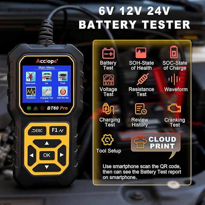 Acclope BT60 Pro Car Battery Tester, Digital Analyzer - Image 5