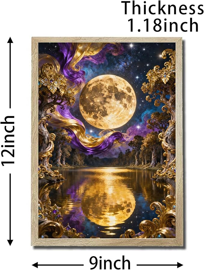 URVIP LED Glowing Photo Frame, 3D Starry-Sky Blue Moon Wall Art, 9x12 Inches - Image 2